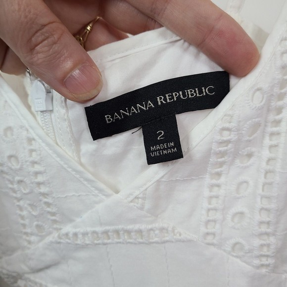 Banana Republic White Strapless Eyelet Dress Womens 2 - Picture 4 of 6